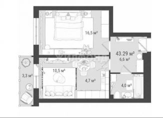 Продается двухкомнатная квартира, 43 м2, Новосибирск