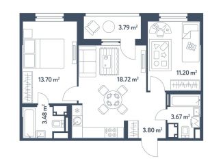 Продажа 3-комнатной квартиры, 56.5 м2, Москва, ЮВАО, жилой комплекс Светлый Мир Станция Л, к26