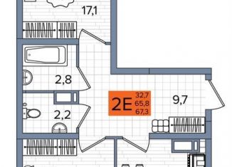 Продается 2-комнатная квартира, 67.3 м2, Краснодар, улица Западный Обход, 65/1, улица Западный Обход