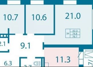 Продается 3-комнатная квартира, 76.7 м2, Красноярск, Свердловский район, Ключевская улица