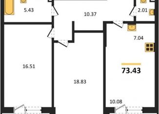 Продаю 2-ком. квартиру, 73.4 м2, Воронеж, Центральный район