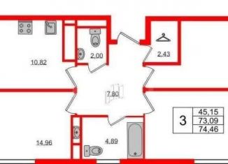 Продаю 3-комнатную квартиру, 74.5 м2, Санкт-Петербург, Планерная улица, 91к2, муниципальный округ Юнтолово