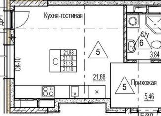 Квартира на продажу студия, 31.2 м2, Воронеж, Железнодорожный район, набережная Чуева, 7