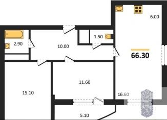 Продается двухкомнатная квартира, 66.3 м2, Воронеж, улица Фёдора Тютчева, 93/4, ЖК Микрорайон Боровое