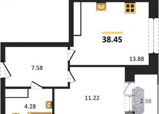 Продаю однокомнатную квартиру, 38.4 м2, Воронеж, Ленинский район