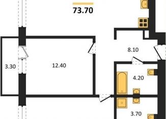 Продаю двухкомнатную квартиру, 73.7 м2, Новосибирск, Октябрьский район