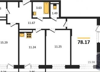 Продается трехкомнатная квартира, 78.2 м2, Воронеж