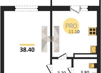 Продажа однокомнатной квартиры, 38.4 м2, село Ямное, улица Генерала Черткова, 2