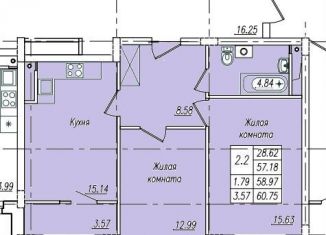 2-комнатная квартира на продажу, 57.2 м2, Тамбовская область, Пахотная улица, 20