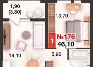 Продам 1-комнатную квартиру, 46.1 м2, Калининград, Ленинградский район