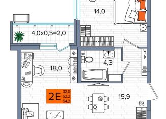 Продаю 2-комнатную квартиру, 54.2 м2, Краснодар