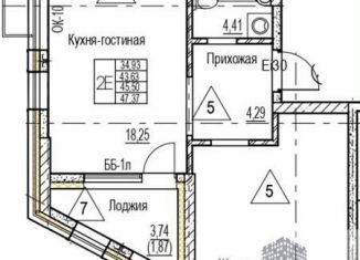 1-ком. квартира на продажу, 45.5 м2, Воронеж, набережная Чуева, 7