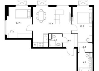 Продается 2-ком. квартира, 59.5 м2, Нижегородская область, Небесная улица