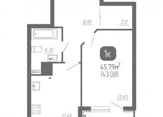 Продажа 1-ком. квартиры, 45.8 м2, Самара, метро Победа