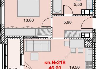 Продам 1-ком. квартиру, 46.2 м2, Калининград