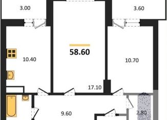 Продается 2-ком. квартира, 58.6 м2, Воронеж, Железнодорожный район, улица Фёдора Тютчева, 93/4