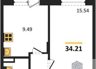 Однокомнатная квартира на продажу, 34.2 м2, Воронеж, Советский район