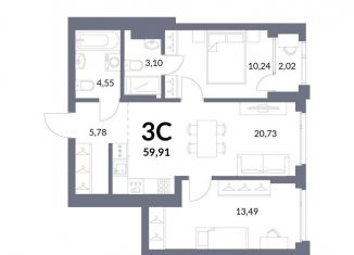 Продается 2-комнатная квартира, 57.9 м2, Новосибирск, Горская улица, 2/1