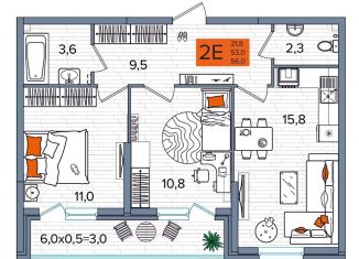 Продажа двухкомнатной квартиры, 56 м2, Краснодар, улица Западный Обход, 65/1