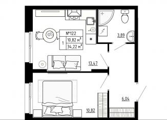 Продажа 1-комнатной квартиры, 34.2 м2, Ленинградская область