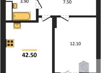 Однокомнатная квартира на продажу, 42.5 м2, Воронеж, Железнодорожный район, бульвар Содружества, 1