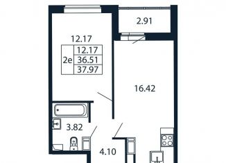 Продается однокомнатная квартира, 39.4 м2, Мурино