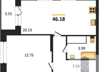 Однокомнатная квартира на продажу, 46.2 м2, Воронеж, Ленинский район, Острогожская улица, 164