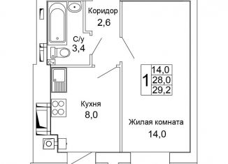 Продается однокомнатная квартира, 29.2 м2, Волгоград