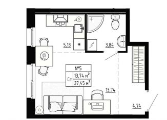 Продам квартиру студию, 27.5 м2, Ленинградская область, улица Якова Золина