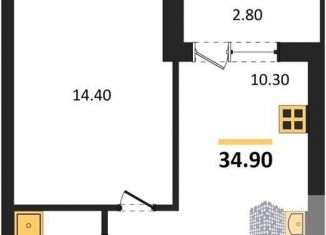 Продам однокомнатную квартиру, 34.9 м2, Воронеж, улица Федора Тютчева, 93/3, Железнодорожный район