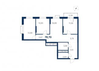 Продам 3-ком. квартиру, 76.7 м2, Свердловская область