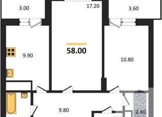 Продается двухкомнатная квартира, 58 м2, Воронеж, Железнодорожный район, улица Фёдора Тютчева, 93/4