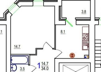 Продается 1-комнатная квартира, 34 м2, Тверская область, бульвар Гусева, 62