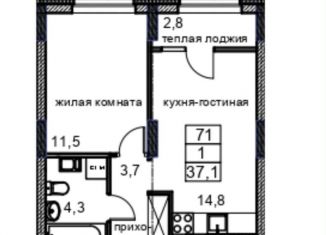 Продам однокомнатную квартиру, 37.1 м2, Нижегородская область, улица Коперника, 7