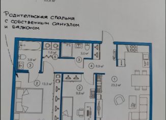 Трехкомнатная квартира в аренду, 63.8 м2, Санкт-Петербург, Комендантский проспект, 58к1, муниципальный округ Коломяги