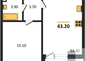 Продажа однокомнатной квартиры, 43.2 м2, Воронеж, Железнодорожный район, улица Фёдора Тютчева, 105