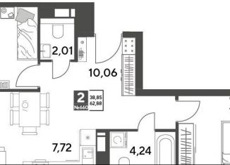 Продаю 2-ком. квартиру, 62.9 м2, Пушкино