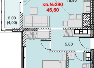 Продается однокомнатная квартира, 45.6 м2, Калининградская область