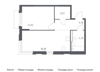 1-комнатная квартира на продажу, 47.2 м2, Москва, жилой комплекс Квартал Герцена, к2, метро Зябликово