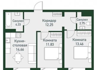 Продаю 3-ком. квартиру, 59.3 м2, Челябинская область