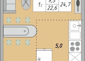 Продаю однокомнатную квартиру, 24.7 м2, Оренбург, улица Юркина, 2