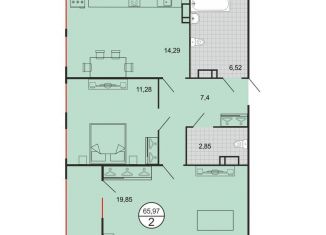 Продам 2-ком. квартиру, 66.2 м2, Ставрополь, микрорайон № 15