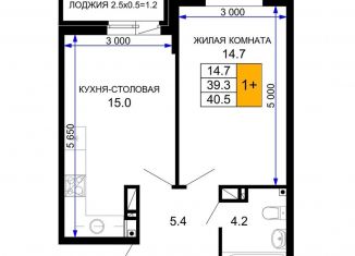 Продам 1-ком. квартиру, 40.5 м2, Краснодар