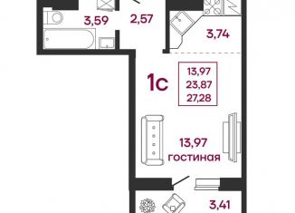 Продам квартиру студию, 27.3 м2, Пенза, улица Баталина, 31