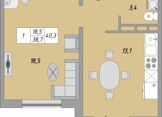 Продажа однокомнатной квартиры, 40.3 м2, Оренбург, улица Юркина, 2