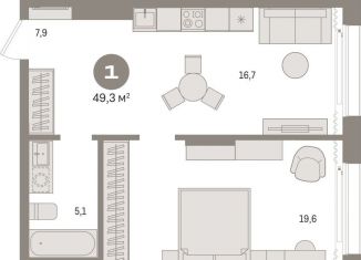 Продажа 1-ком. квартиры, 49.3 м2, Омск, Кировский округ