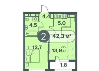 Продажа 2-ком. квартиры, 42.3 м2, Красноярский край