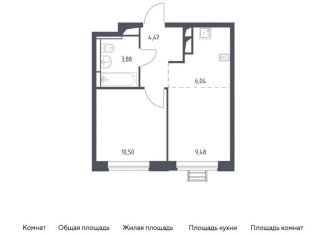 Продается 1-комнатная квартира, 34.4 м2, село Ям, жилой комплекс Прибрежный Парк, к6.2