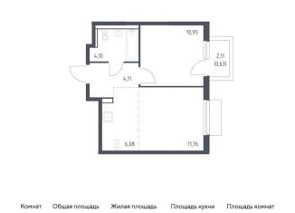 1-комнатная квартира на продажу, 37.6 м2, Московская область, микрорайон Пригород Лесное, к18