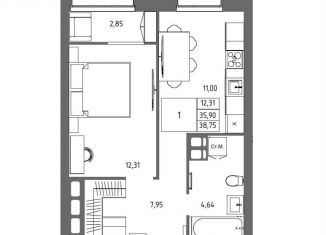 Продажа 1-комнатной квартиры, 38.8 м2, Волгоград, Дзержинский район